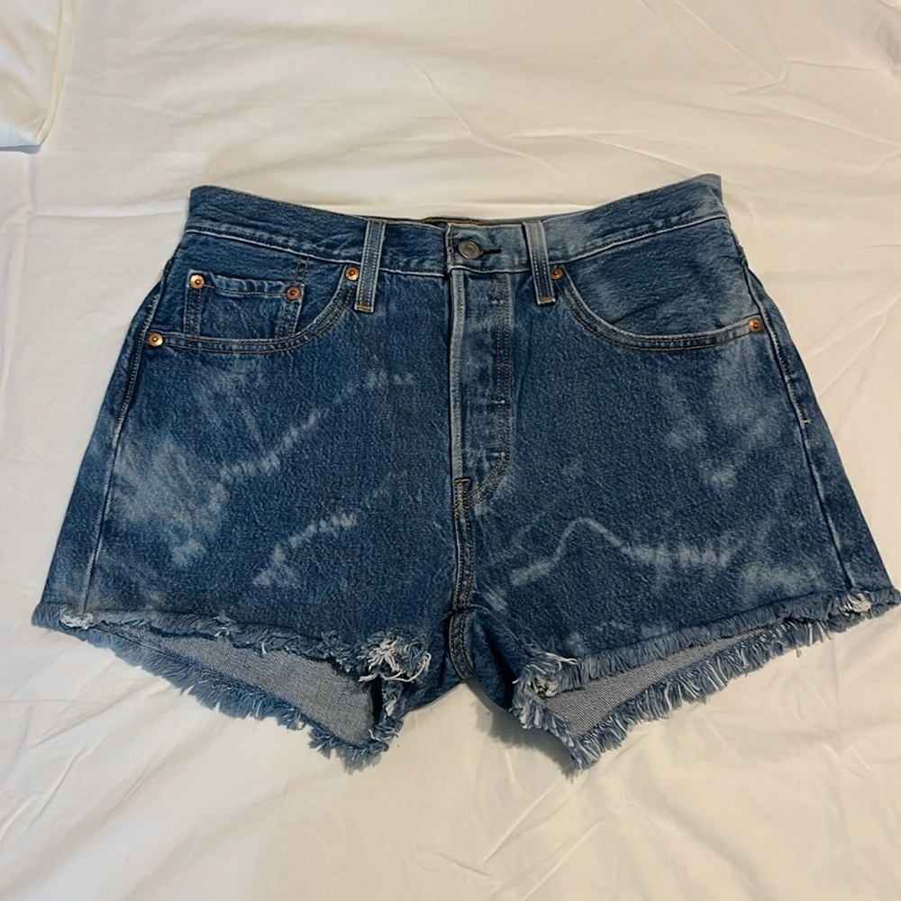 Bleached Levi high rise jean shorts